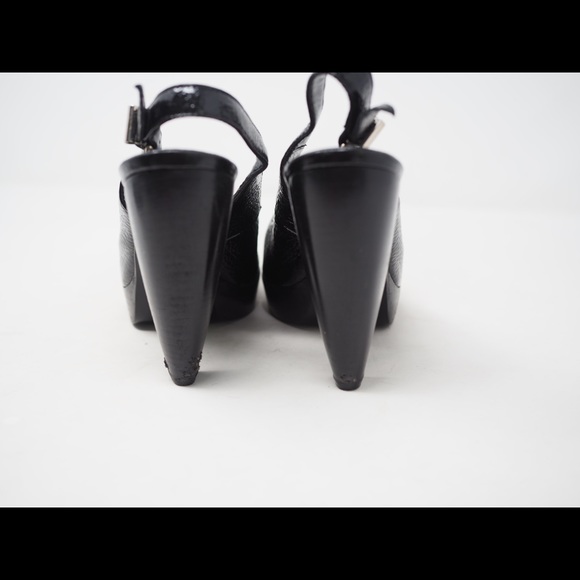 Fendi Leather Peep Toe Sling Back Cone Heel Women Size 39.5 - Picture 6 of 10